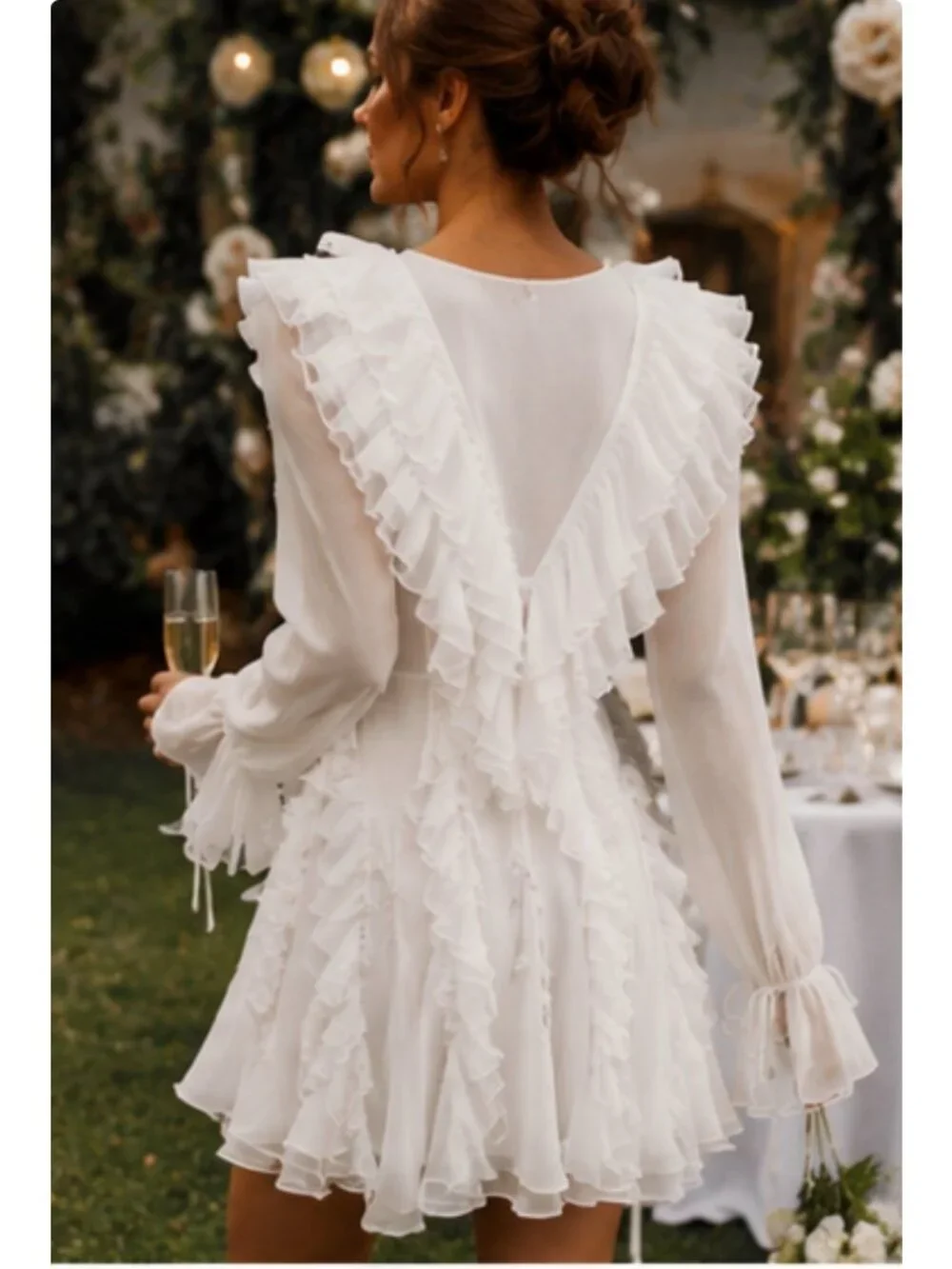 Endless Rose Long-Sleeve Chiffon Ruffle Mini Dress Size Large New With Tags